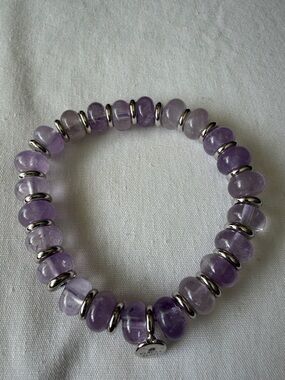 Kendra Scott Purple Amethyst Bead Bracelet with Silver Spacers